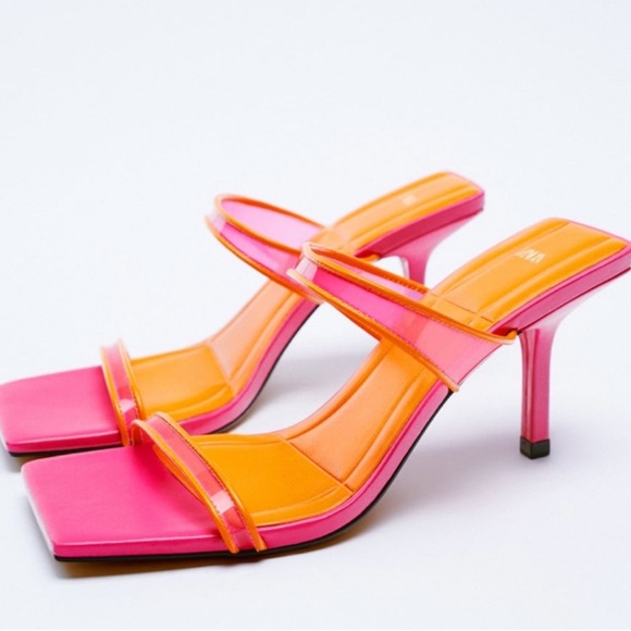ZARA Square Toe Strappy Sandals - Picture 2 of 8